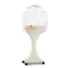 Cage Oiseaux "Aurora" Blanche Avec Support Sur Roulettes - 51x35x129cm
