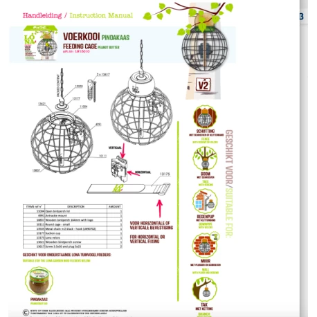 Mangeoire Lona "Voerkooi V2" - Vert - 20x20cm 4 Mangeoire Lona "Voerkooi V2" - Vert - 20x20cm – Image 2