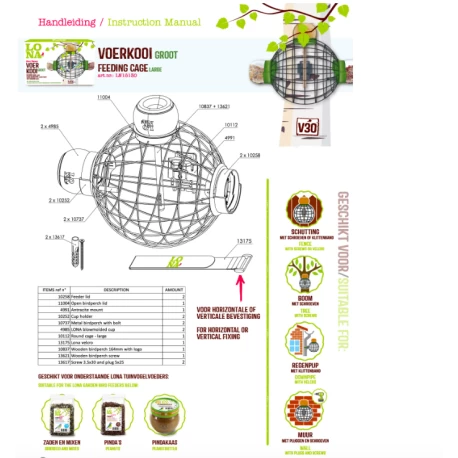 Mangeoire Lona "Voerkooi V30" - Vert - 42x27cm 4 Mangeoire Lona "Voerkooi V30" - Vert - 42x27cm – Image 2